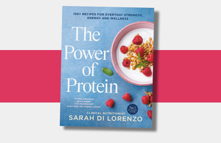 Image of Power of Protein on background with pink ribbon