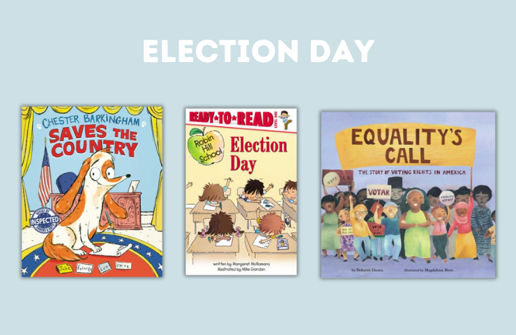 2024 Election Year Titles featuring CHESTER BARKINGHAM SAVES THE COUNTRY, ROBIN HILL SCHOOL ELECTION DAY, and EQUALITY’S CALL 2024 Election Year Titles featuring CHESTER BARKINGHAM SAVES THE COUNTRY, ROBIN HILL SCHOOL ELECTION DAY, and EQUALITY’S CALL